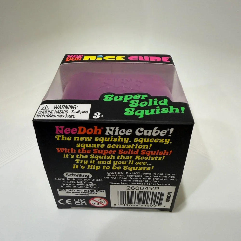 Schylling NeeDoh Nice Cube Purple Super Solid Squish Toy New